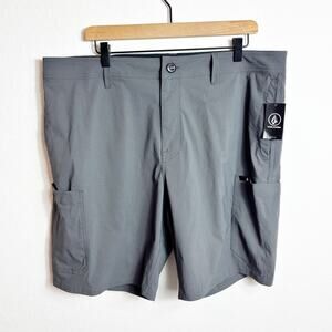 VOLCOM GREY MEN MALAHINE HYBRID SHORTS SIZE 38 BRAND NEW WITH TAGS